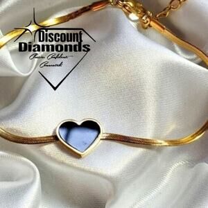 18K Yellow Gold Heart Bracelet on Titanium Steel Heart Bracelet 